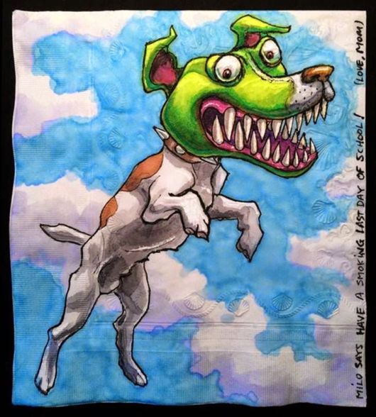 A Mom Creates Daily Napkin Art For Her Kids Lunchtime