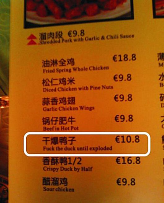 Hilarious Chinese Translation Fails